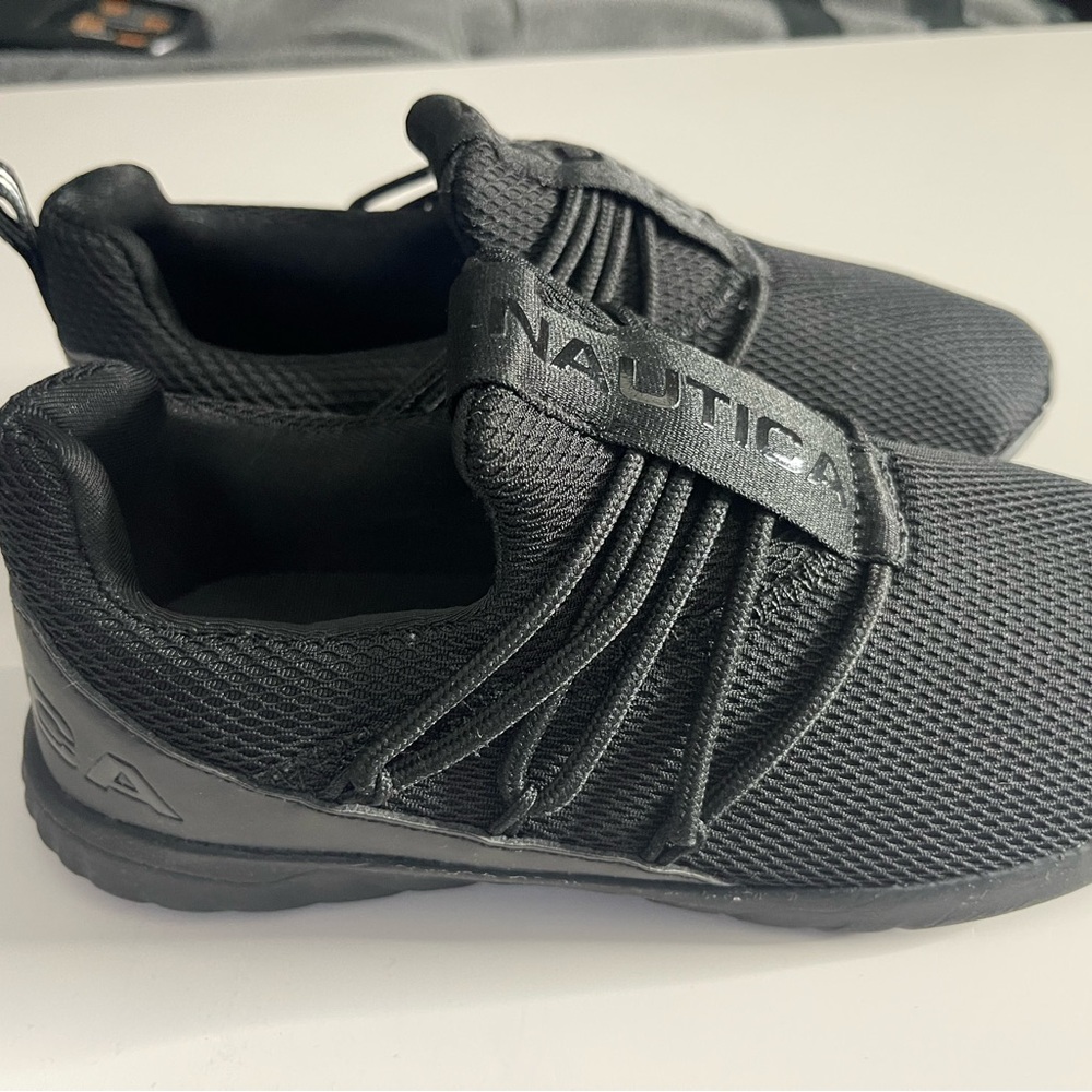 Nautica Black Slip-On Sneakers with Mesh Upper